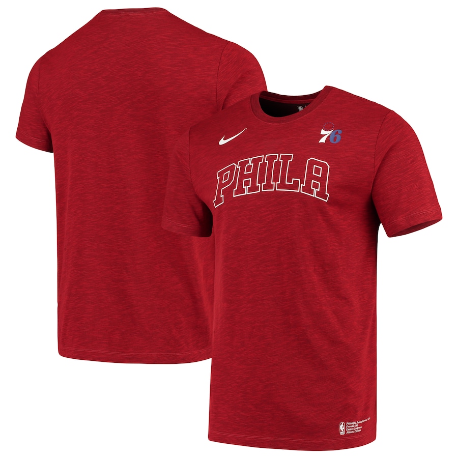 2020 NBA Men Nike Philadelphia 76ers Heathered Red Essential Facility Performance TShirt